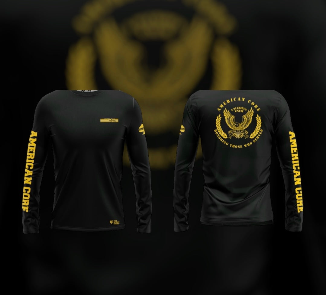 Black/gold long sleeve spf drifit American Made