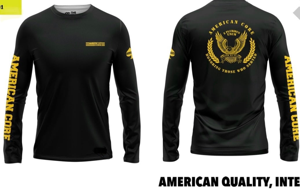 Black/gold long sleeve spf drifit American Made