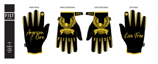 Black & Gold American Core gloves