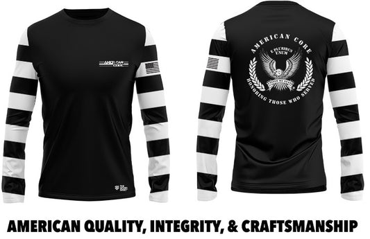 New Striped Black/white long sleeve spf drifit American Made